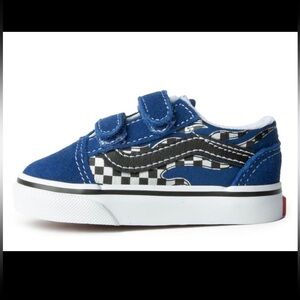 Vans Kids Blue and Black Checkerboard Sneakers